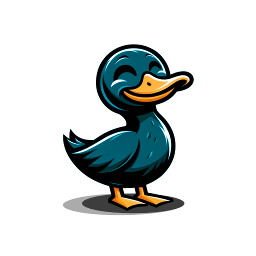 Glückliche, stolz grinsende Ente